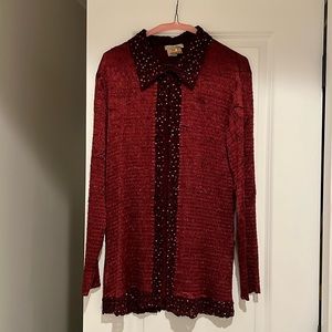 Alberto Makali formal Christmas red light shirt jacket size large L